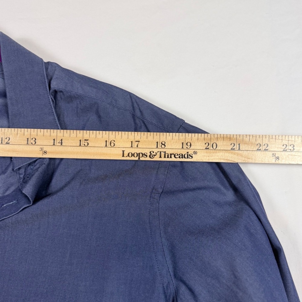 Calvin Klein Mens Dress Shirt LotX2 Slim Fit White Navy Blue 17 34/35 Preppy - Picture 6 of 16